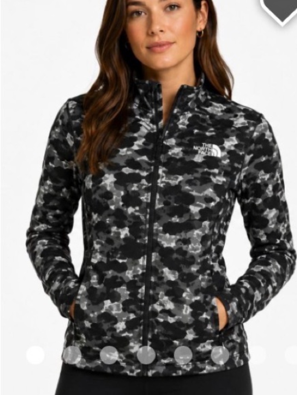 The North Face Women's Black & Gray Camouflage Full-Zip Lightweight Jacket Sz S